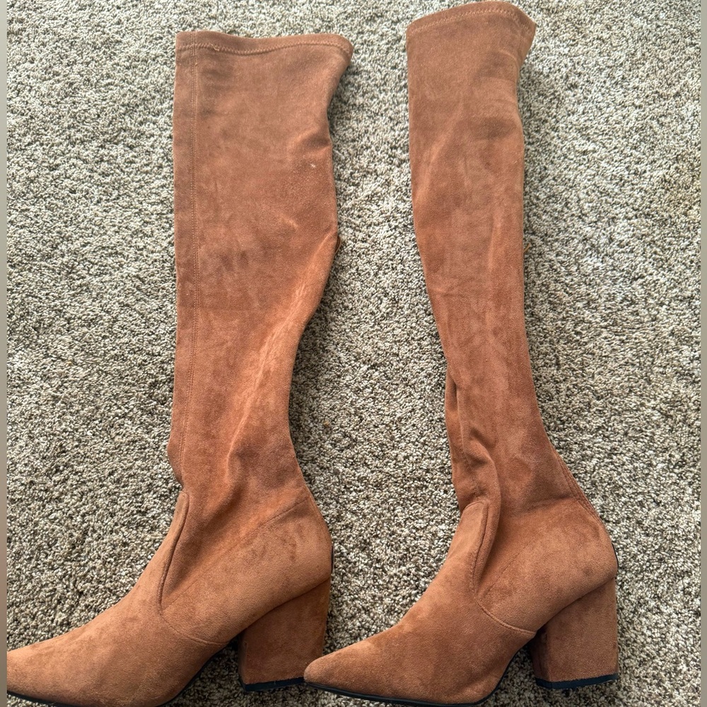 Knee-High Chestnut Suede Boot
